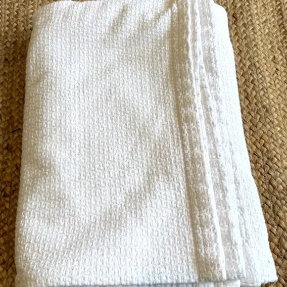 Lauren Ralph Lauren Blanket 100% Cotton Full / Queen White Basketweave Luxury - Picture 2 of 10